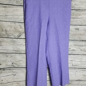 Alfred Dunner Crop Lavender Elastic Pull On Straight Leg Dress Pants 12P Petite.